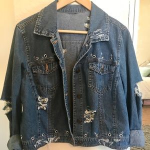 Distressed denim jacket